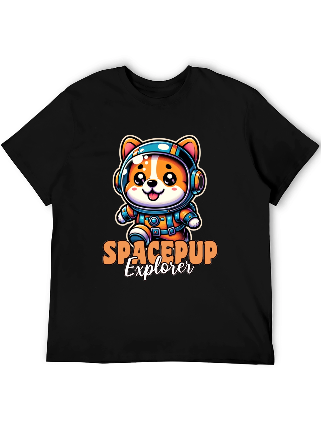 Space Pup Explorer Black T-Shirt