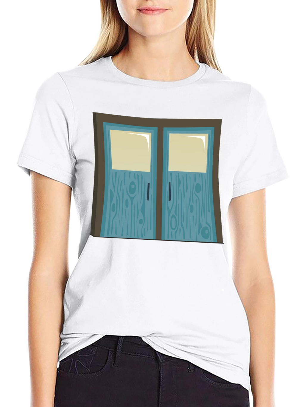 Cartoon Double Door Graphic Tee