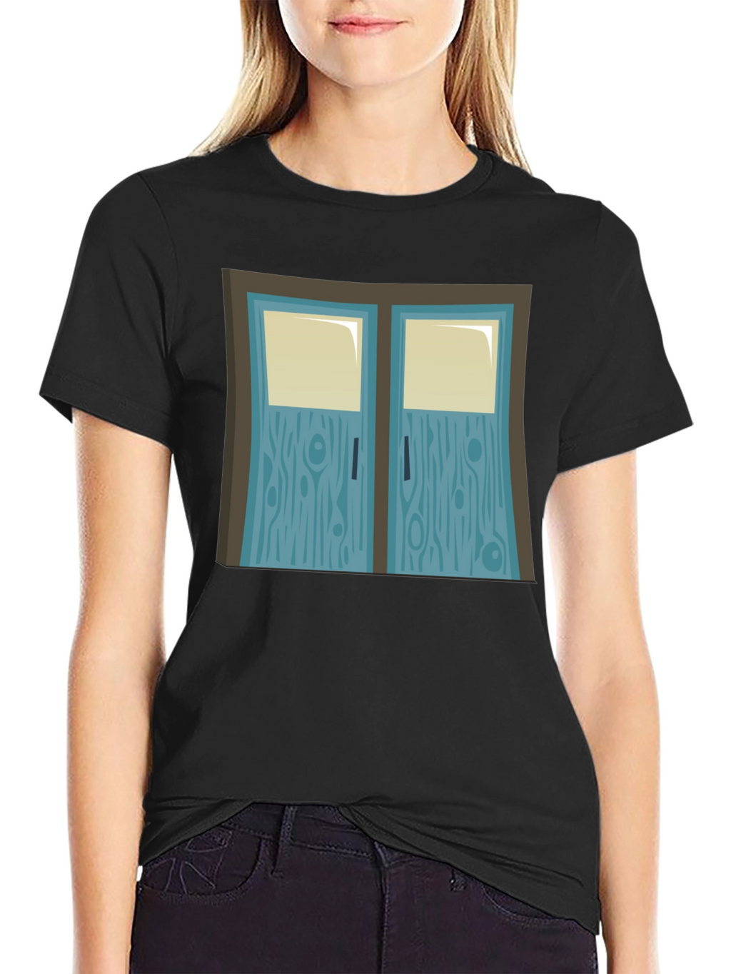 Cartoon Double Door Graphic Tee