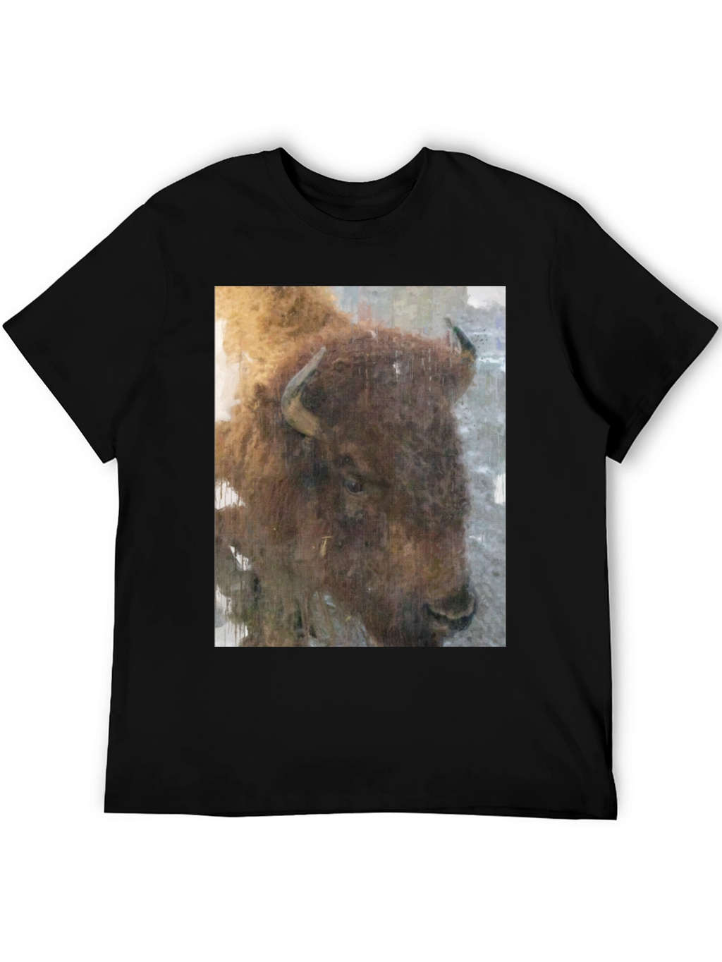 Bison Graphic Print Black T-Shirt