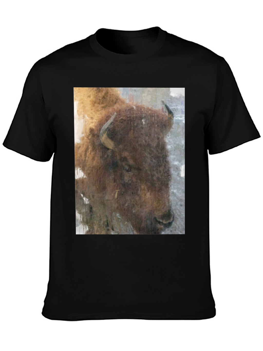 Bison Graphic Print Black T-Shirt