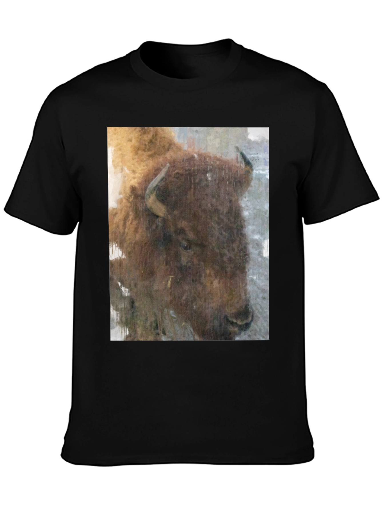 Bison Graphic Print Black T-Shirt