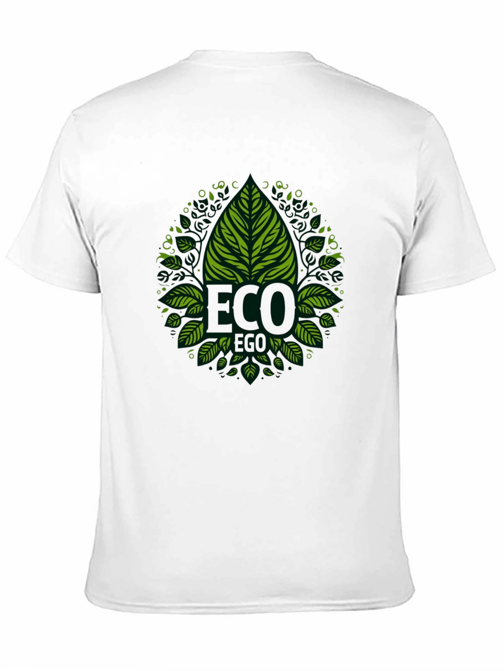 Eco-Friendly Black T-Shirt with Green Leaf Design