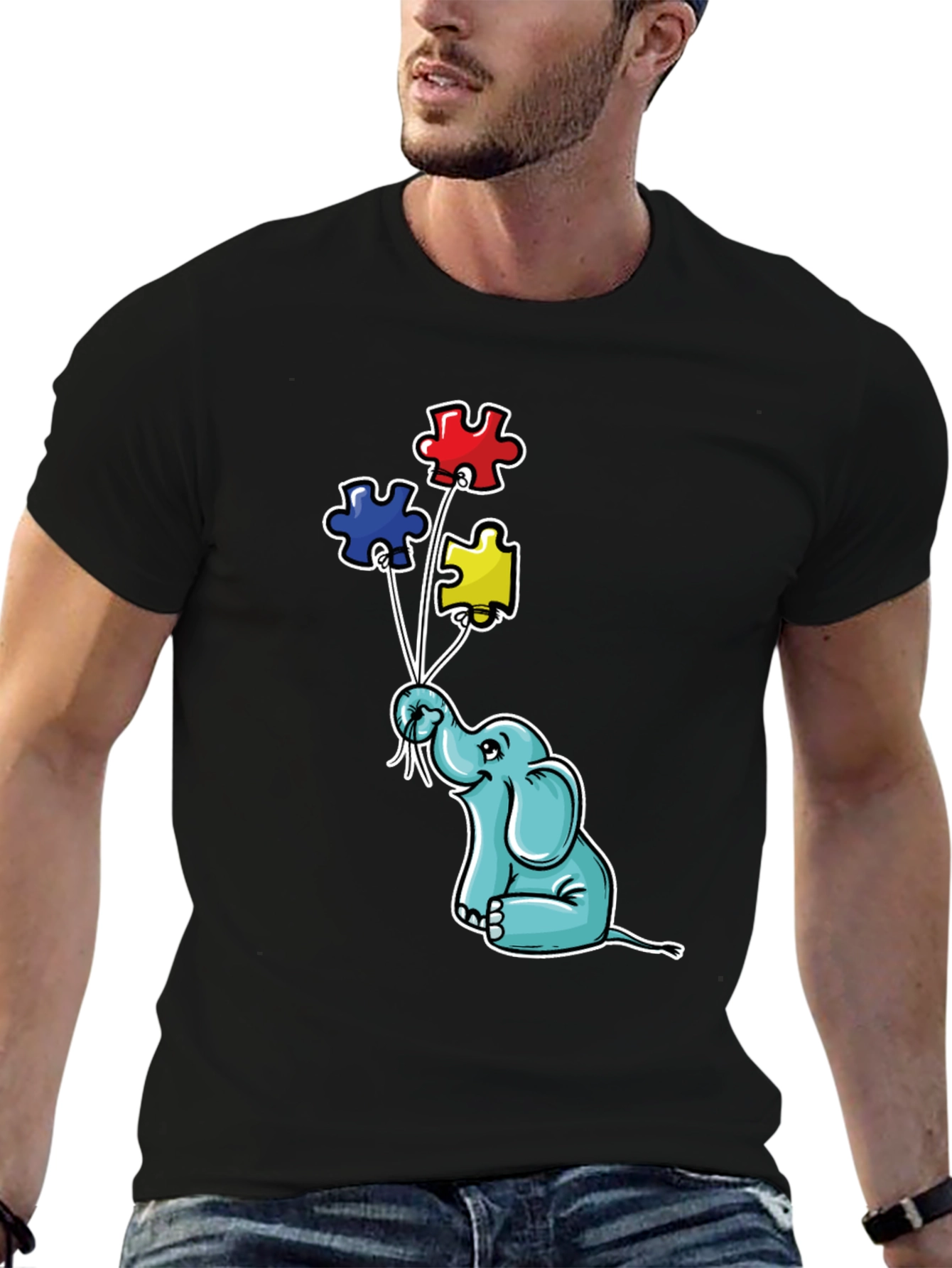 Elephant Puzzle Piece Autism Awareness T-Shirt