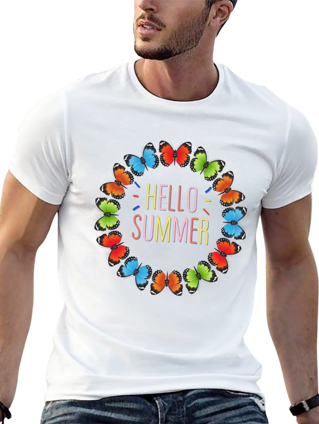 Hello Summer Butterfly Graphic Tee