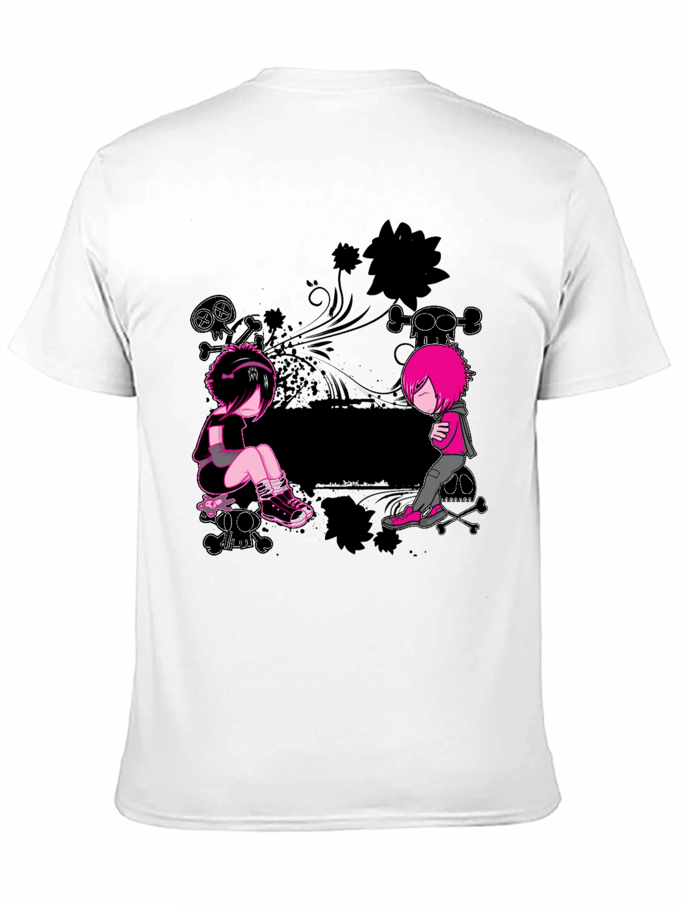 Emo Style Graphic Print Black T-Shirt