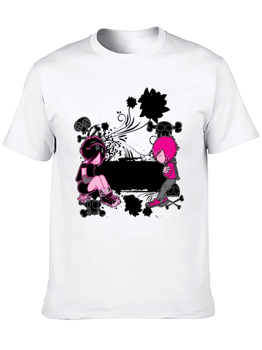 Emo Style Graphic Print Black T-Shirt