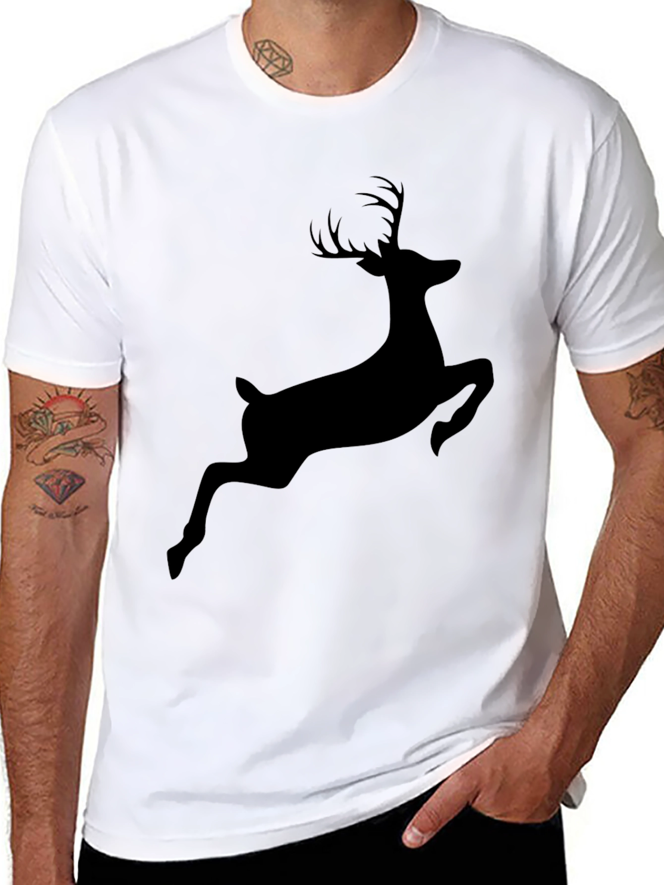 Black Deer Silhouette Tee - Mens Graphic T-Shirt