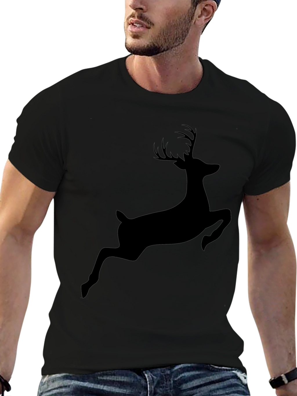 Black Deer Silhouette Tee - Mens Graphic T-Shirt
