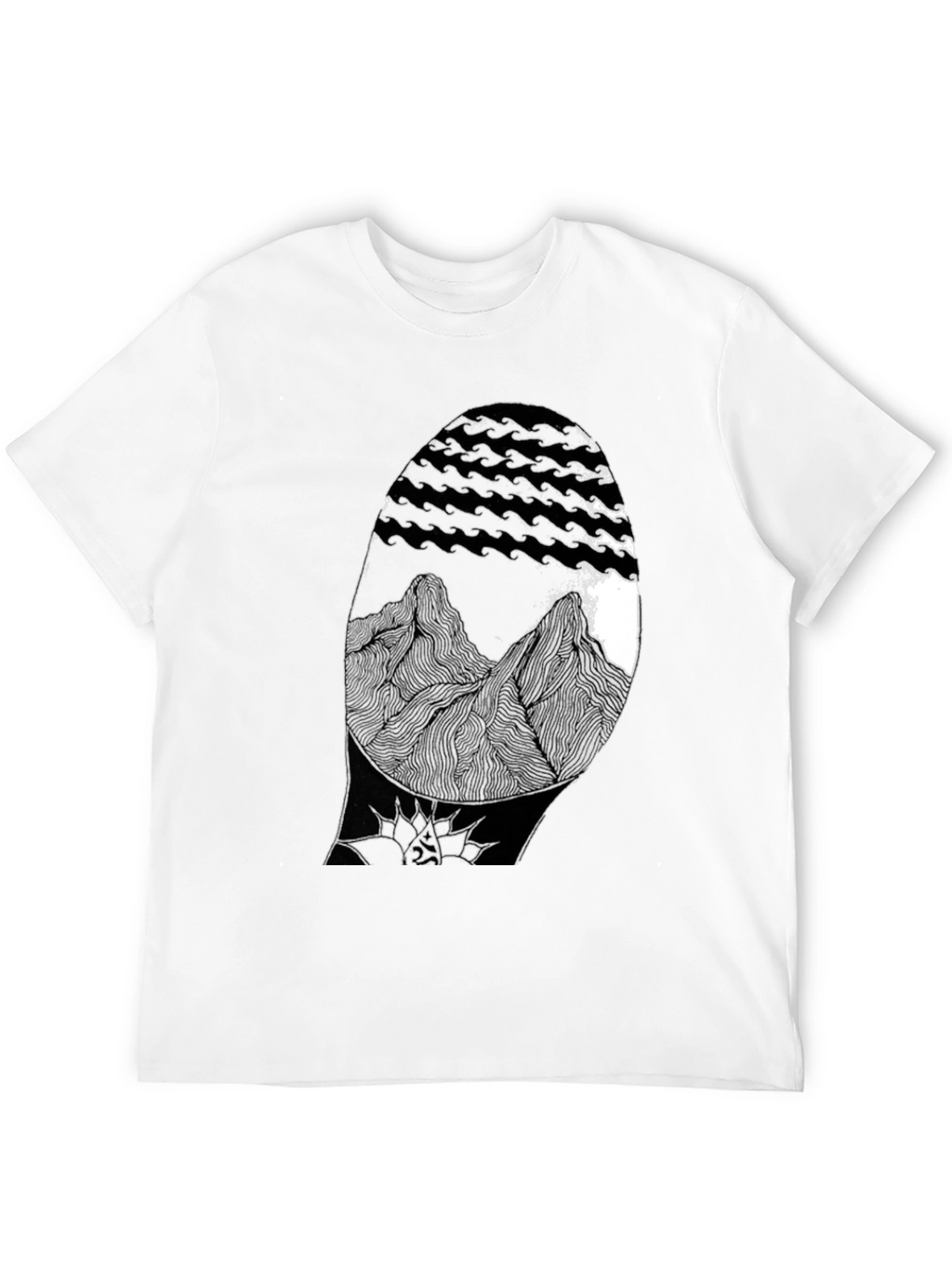 Abstract Mountain Graphic Black T-Shirt