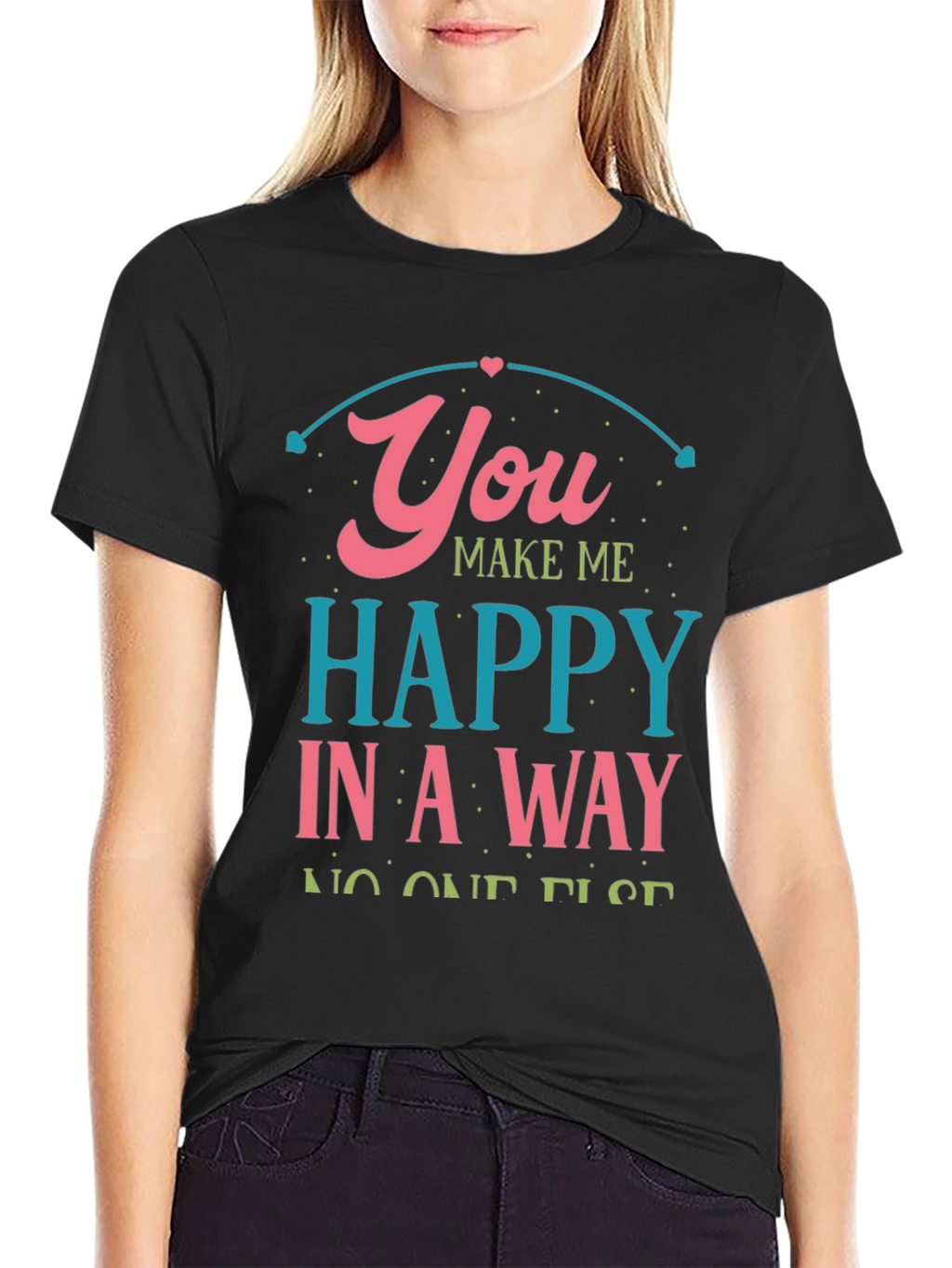 You Make Me Happy Black Graphic Tee