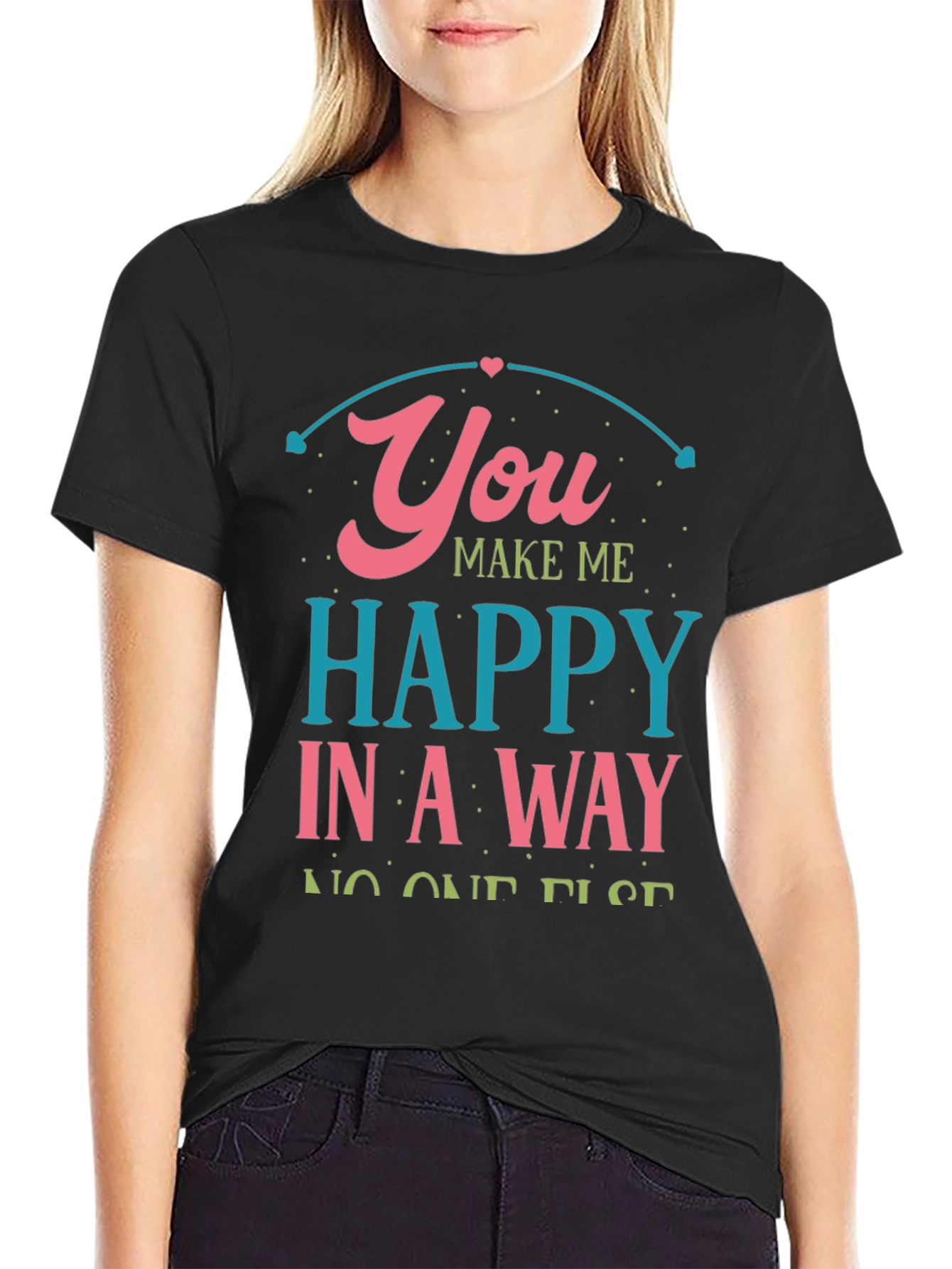 You Make Me Happy Black Graphic Tee
