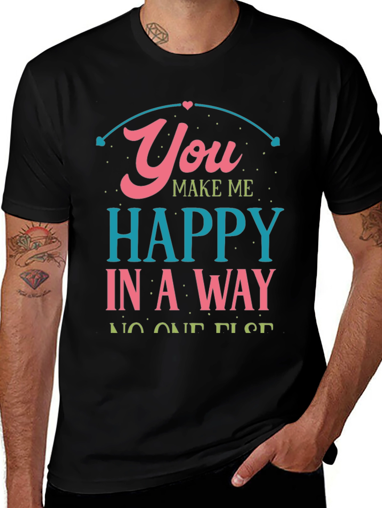 You Make Me Happy Black Graphic Tee
