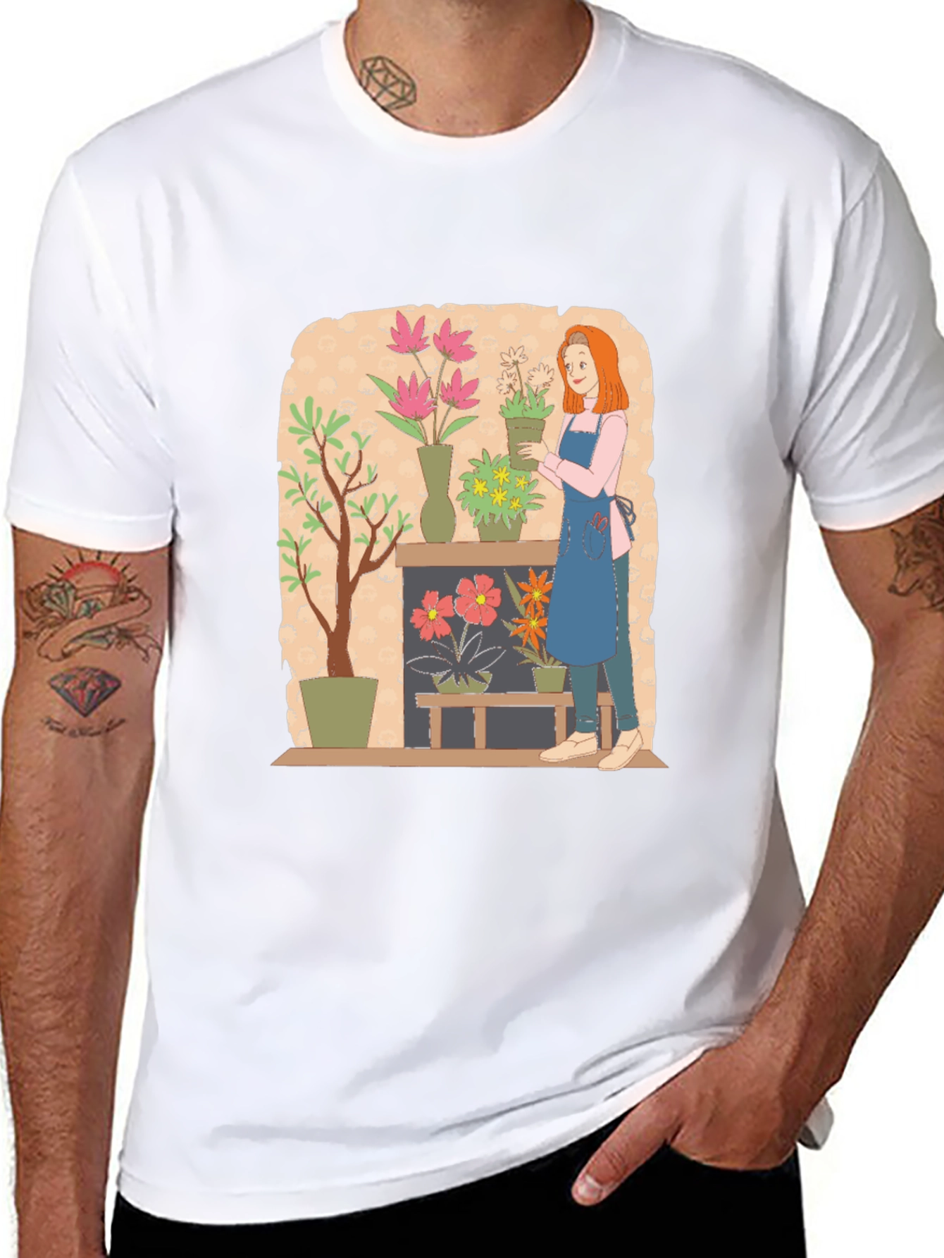 Floral Design Graphic Tee - Artistic Unisex T-Shirt