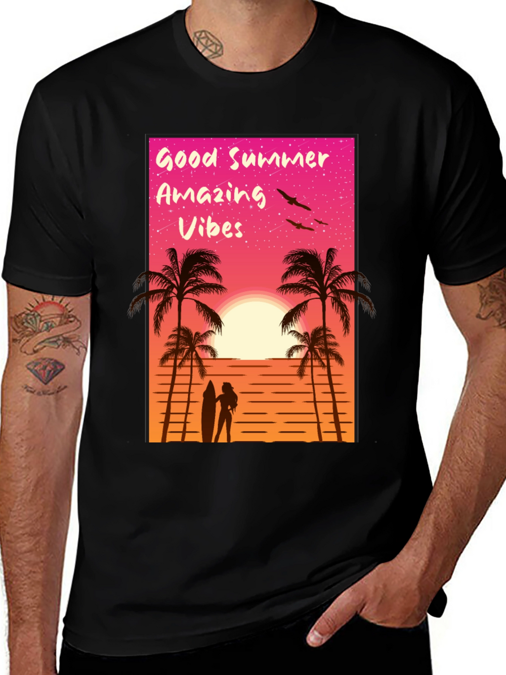 Good Summer Vibes Graphic T-Shirt - Beach Sunset Tee
