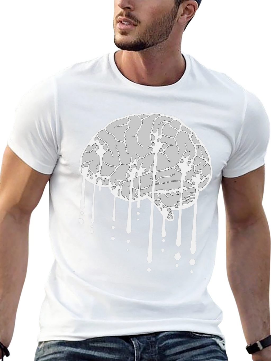 Brain Drip Graphic Tee - Stylish Cotton T-Shirt