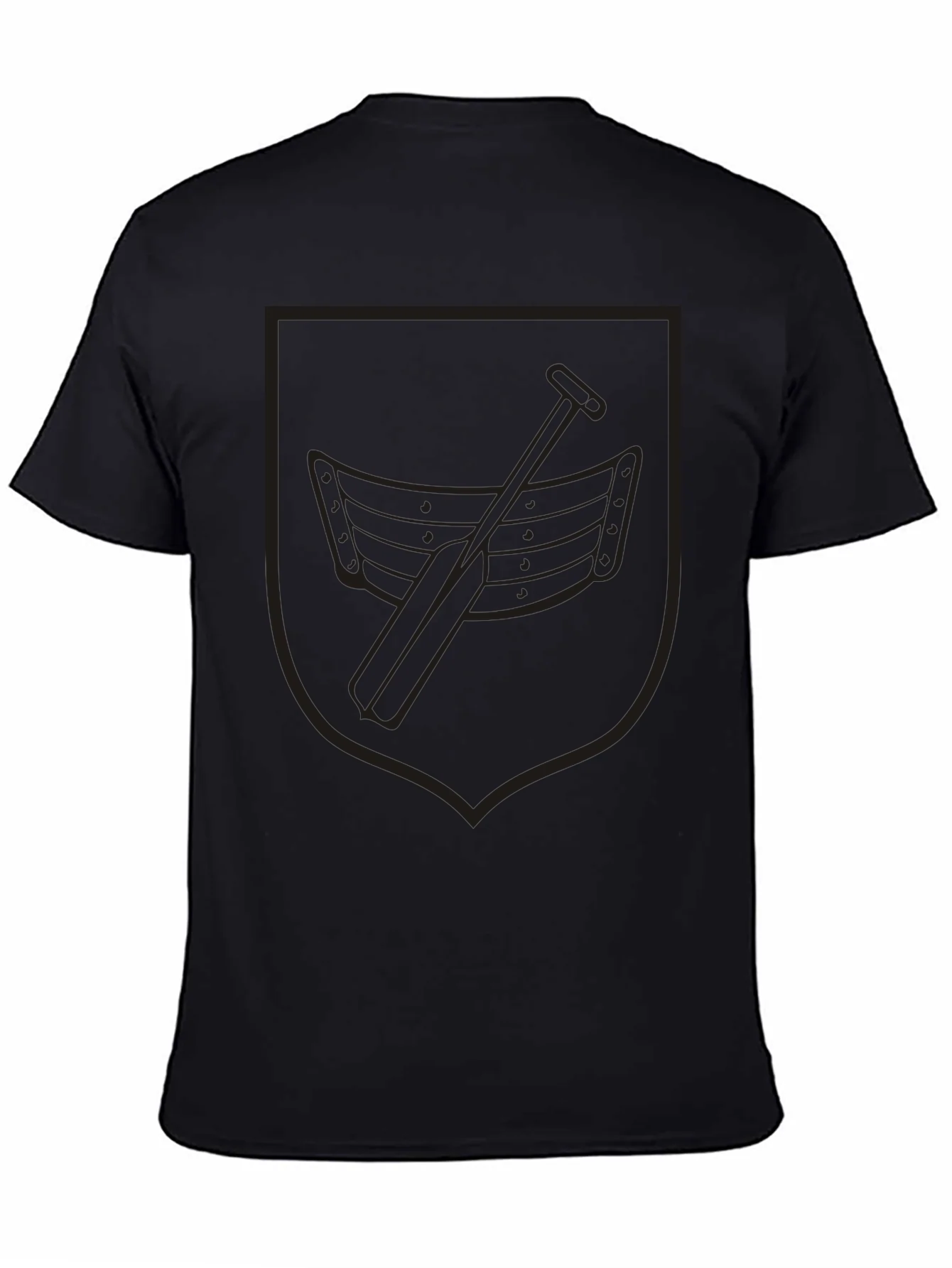 Black Rowing Boat Crest Graphic T-Shirt