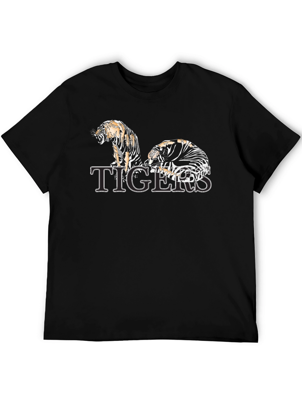 Tigers Graphic Print Black T-Shirt
