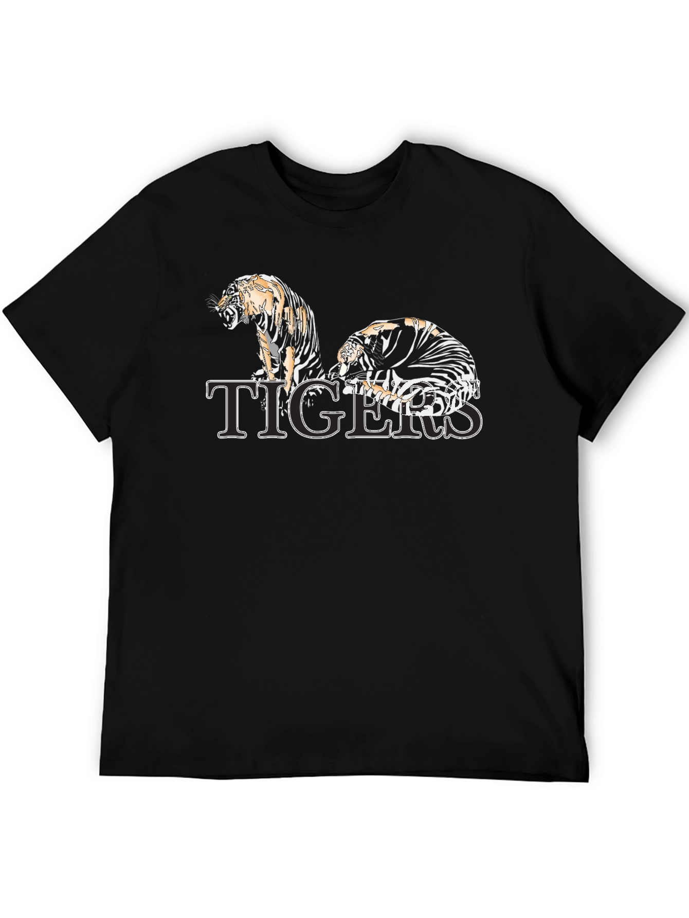 Tigers Graphic Print Black T-Shirt