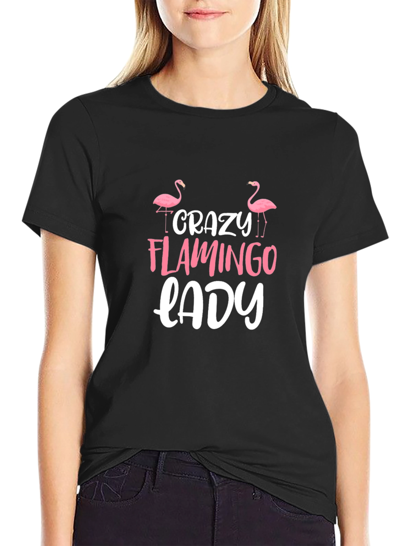 Crazy Flamingo Lady Graphic Tee