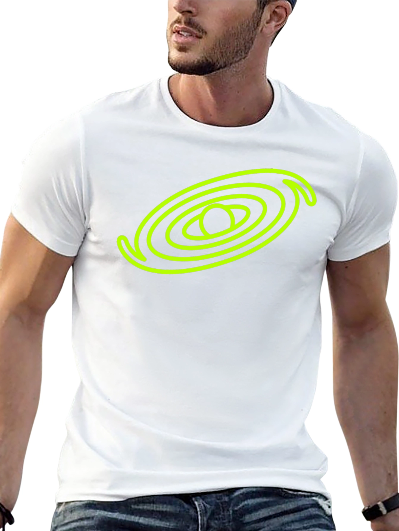 Black T-Shirt with Neon Galaxy Design