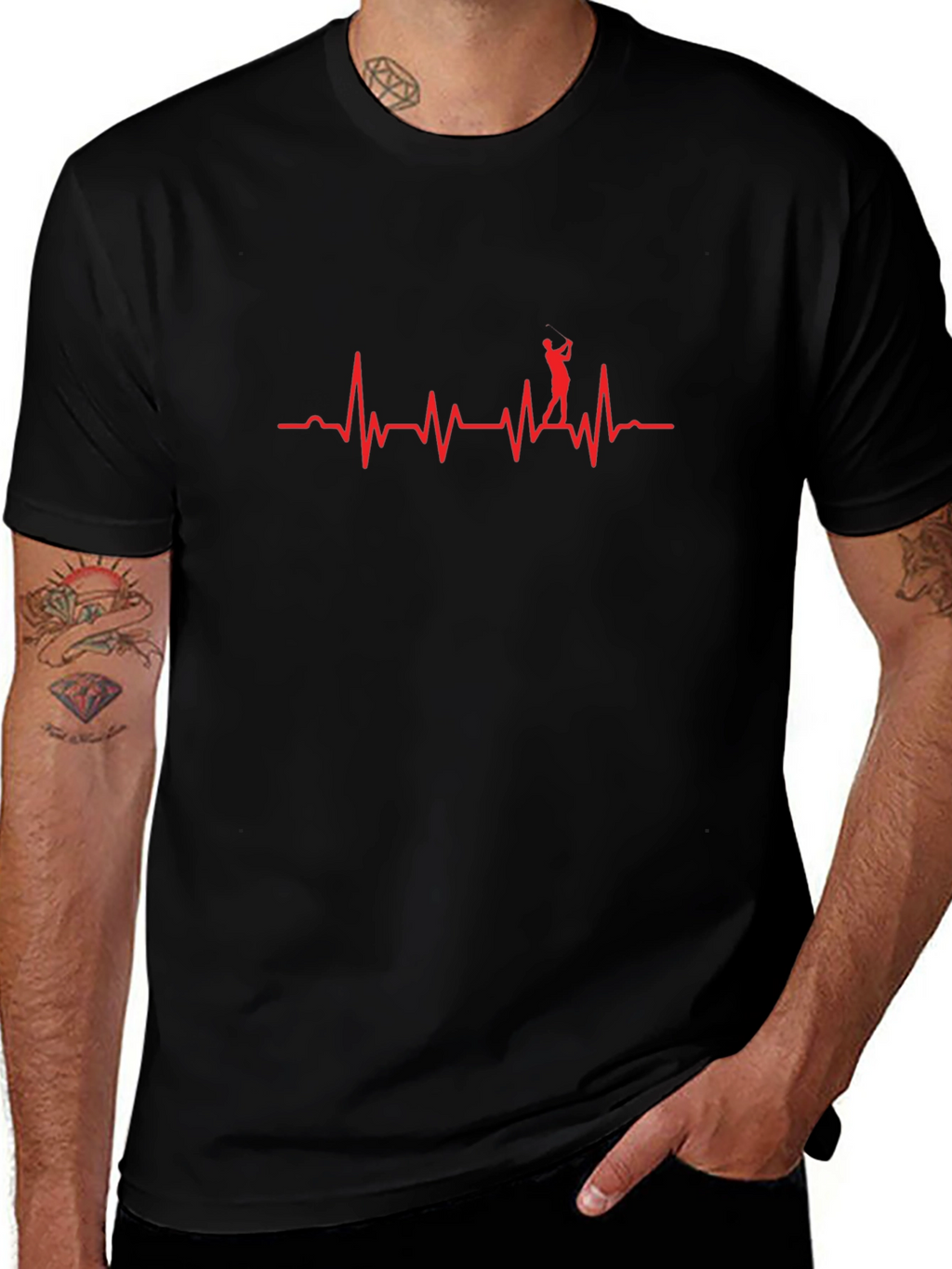 Golf Heartbeat T-Shirt - Stylish Golfer Tee