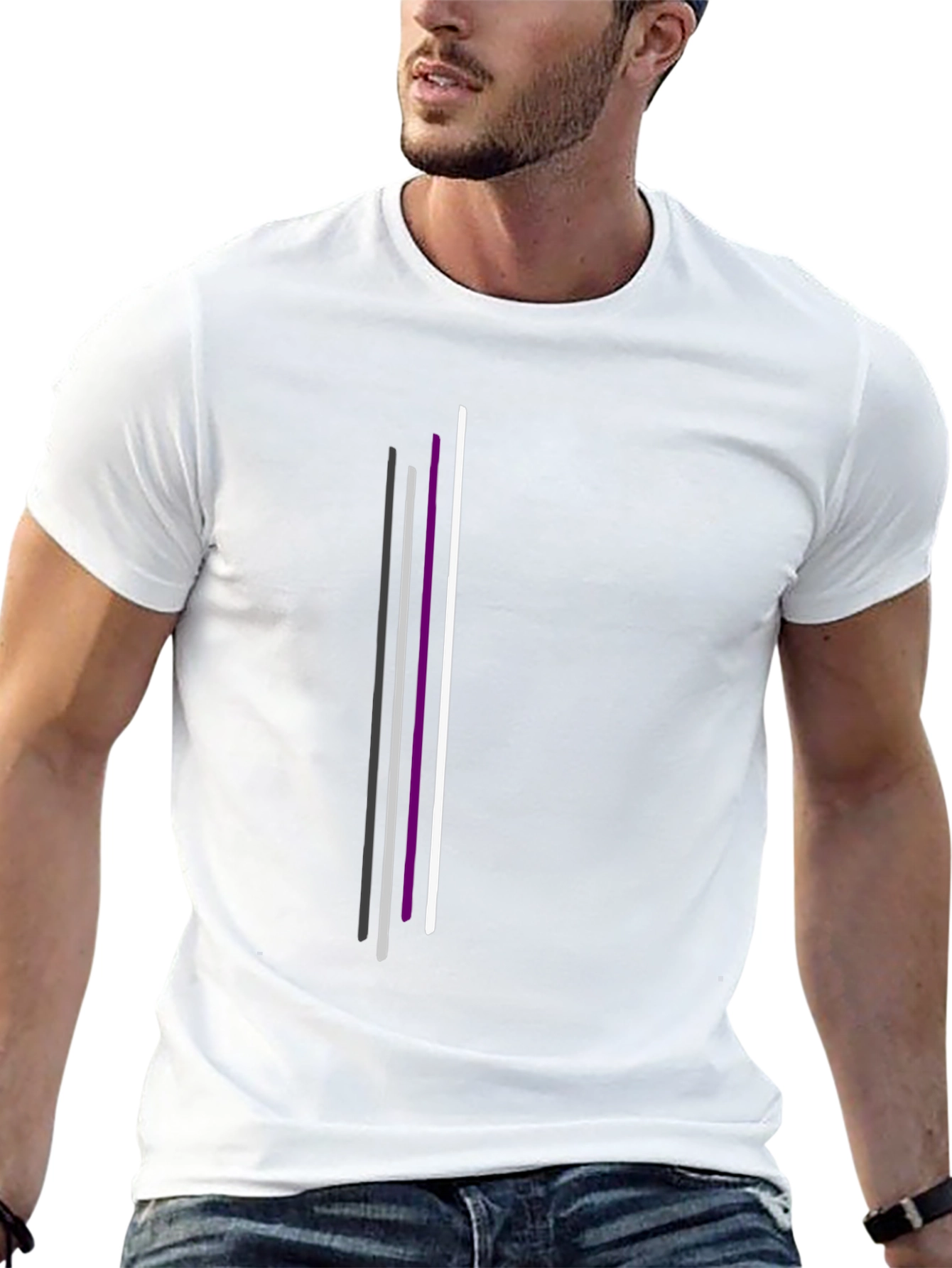 Asexual Pride Vertical Stripes Black T-Shirt