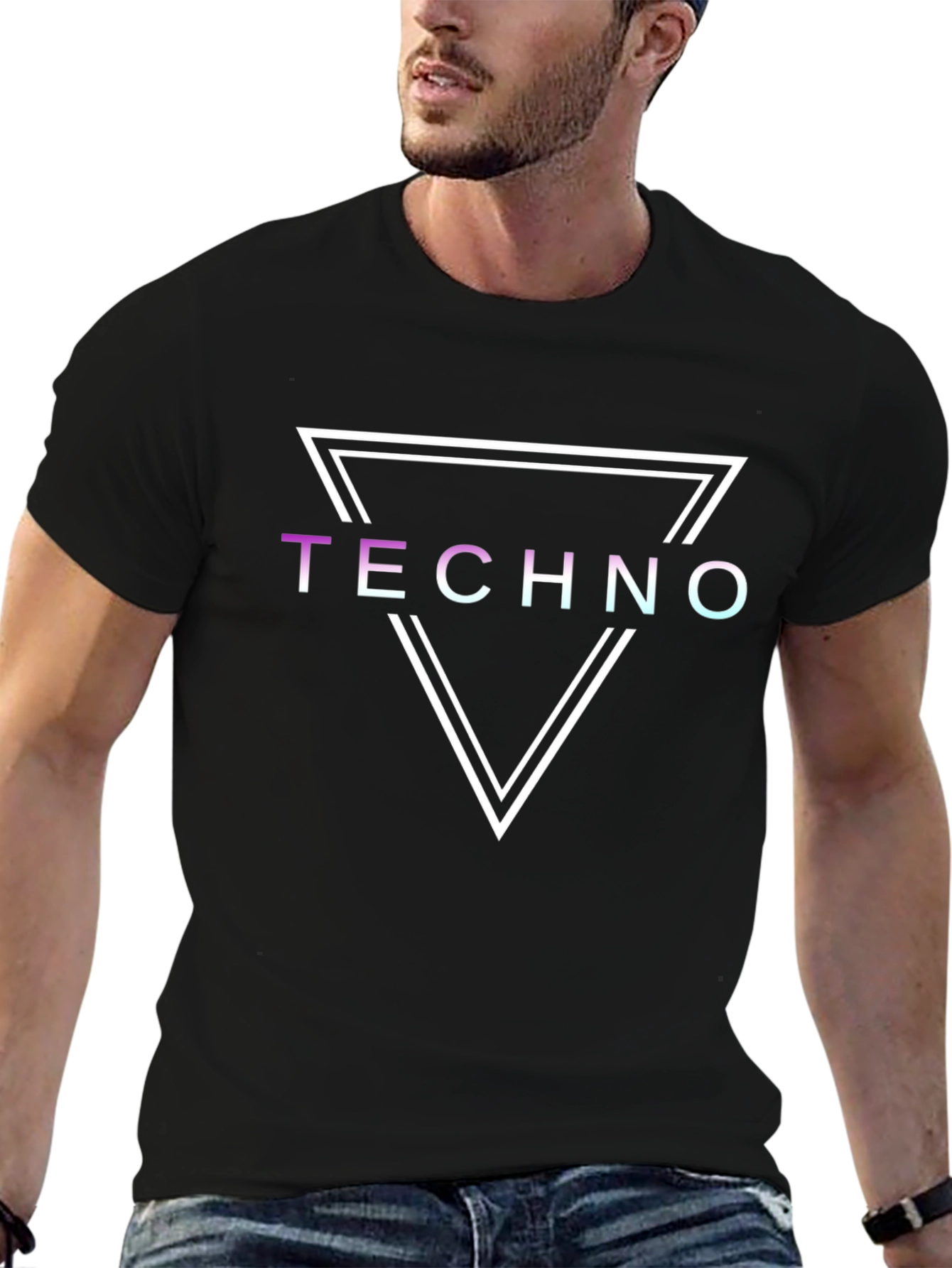 Techno Triangle Graphic T-Shirt - Cool Synthwave Style