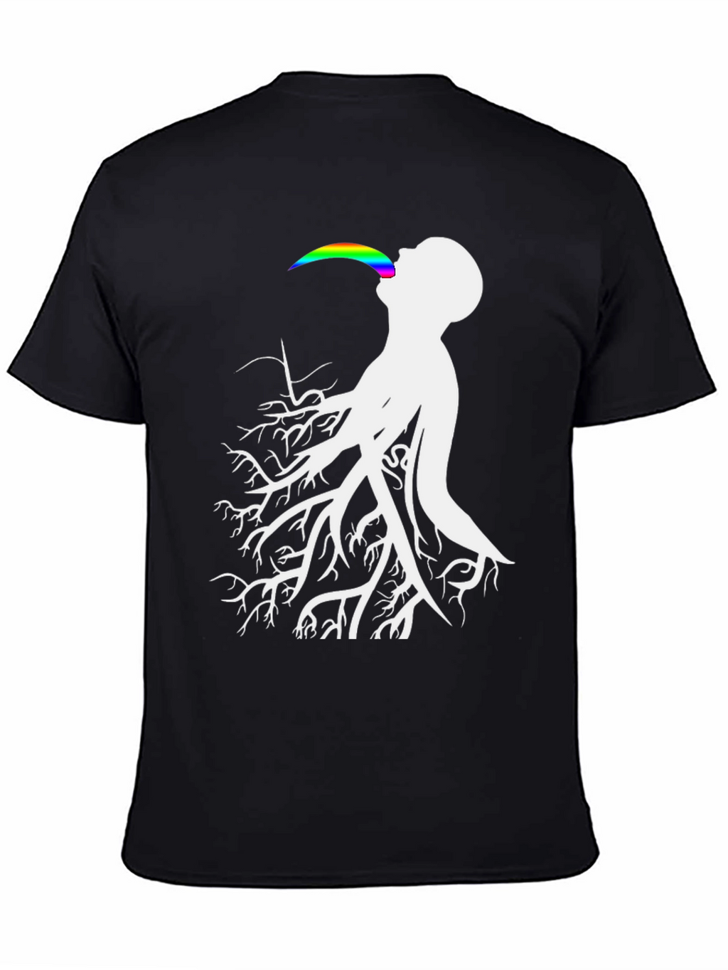 Tree Roots Rainbow Tongue Black T-Shirt