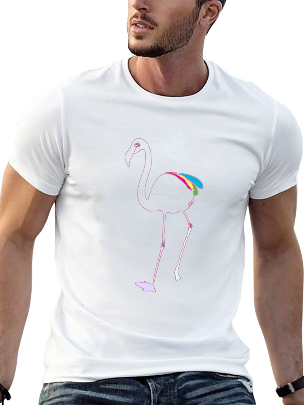 Mens Black Flamingo Graphic T-Shirt