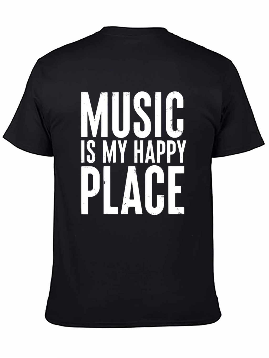 Music Is My Happy Place Black Graphic T-Shirt