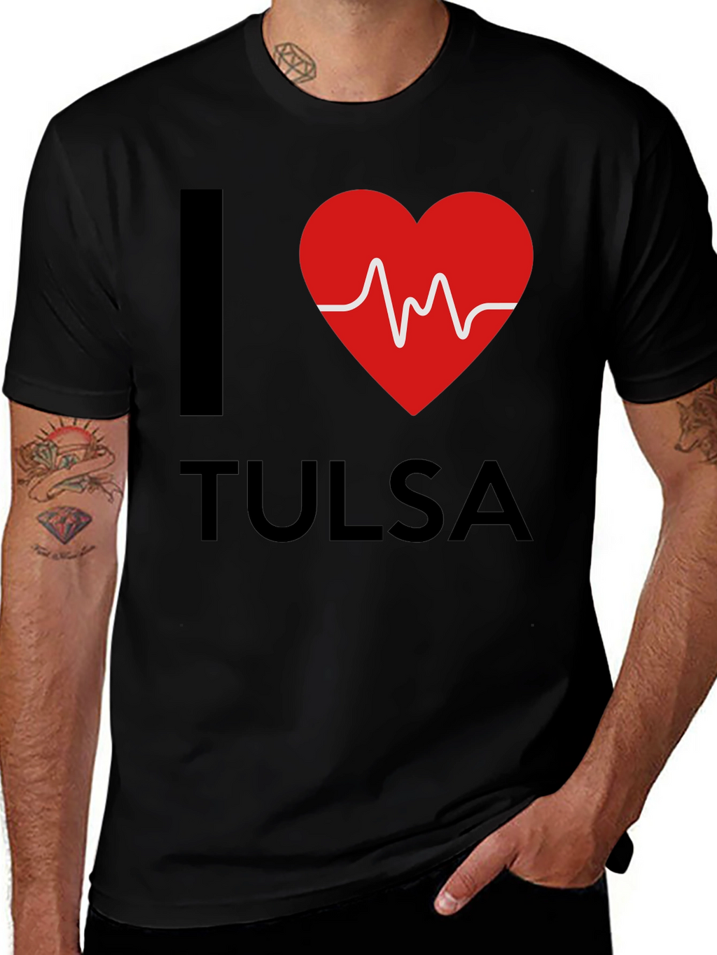 I Heart Tulsa Graphic T-Shirt - Mens Black Tee