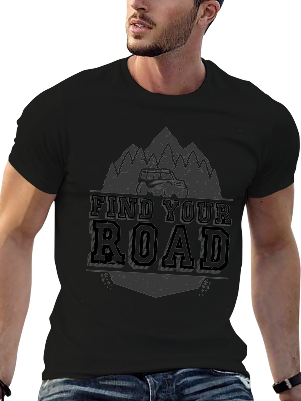 Find Your Road Black Graphic Tee