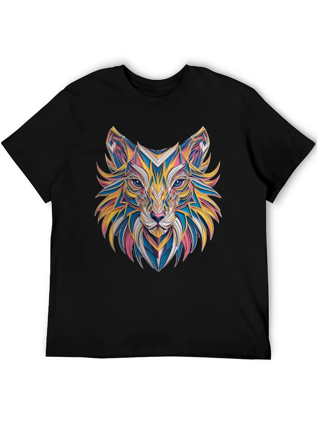 Geometric Fox Graphic Black T-Shirt