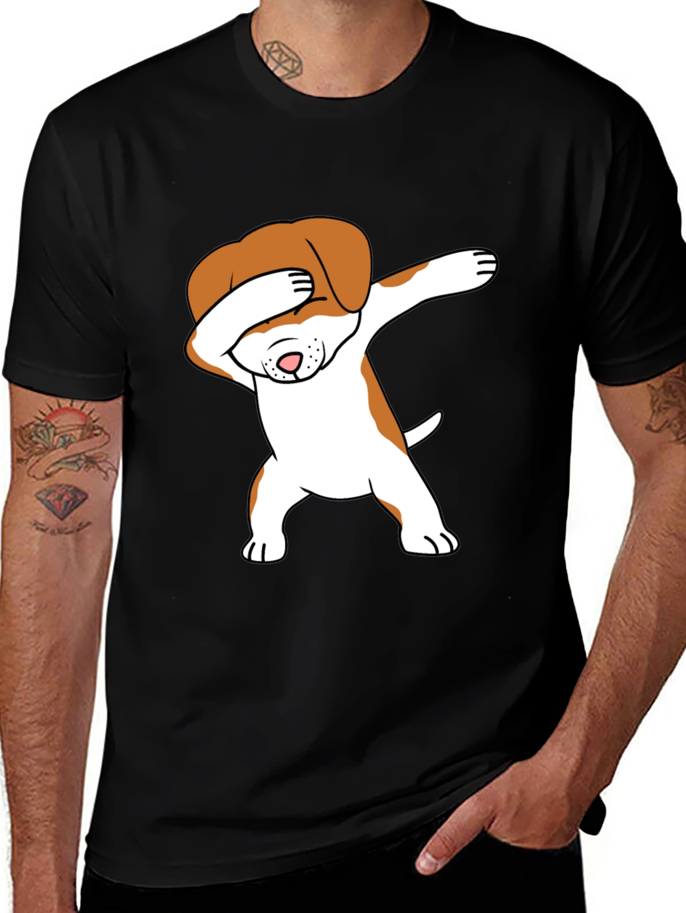 Dabbing Dog Graphic Tee - Trendy T-Shirt