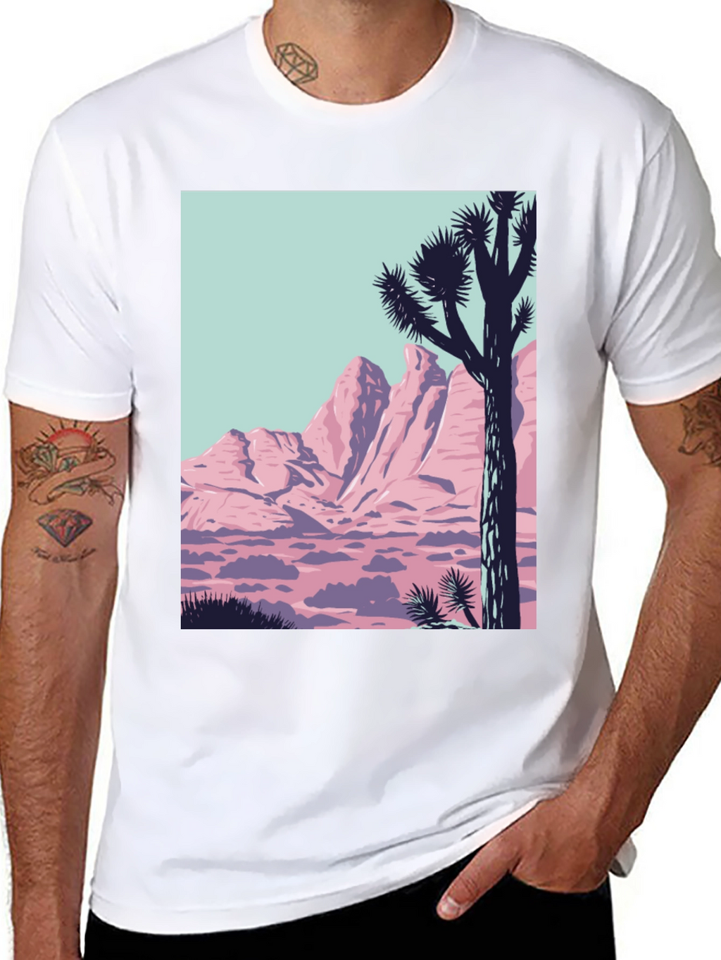 Retro Desert Graphic Tee - Black Crew Neck