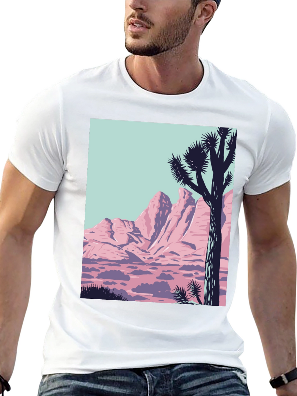 Retro Desert Graphic Tee - Black Crew Neck