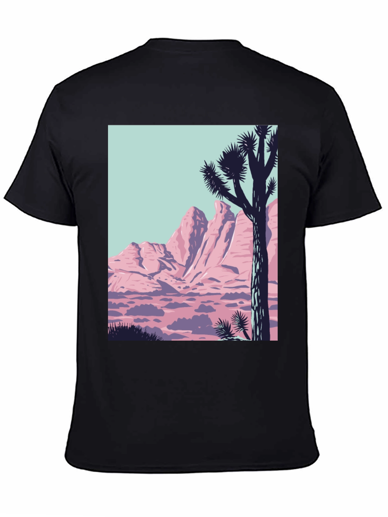 Retro Desert Graphic Tee - Black Crew Neck