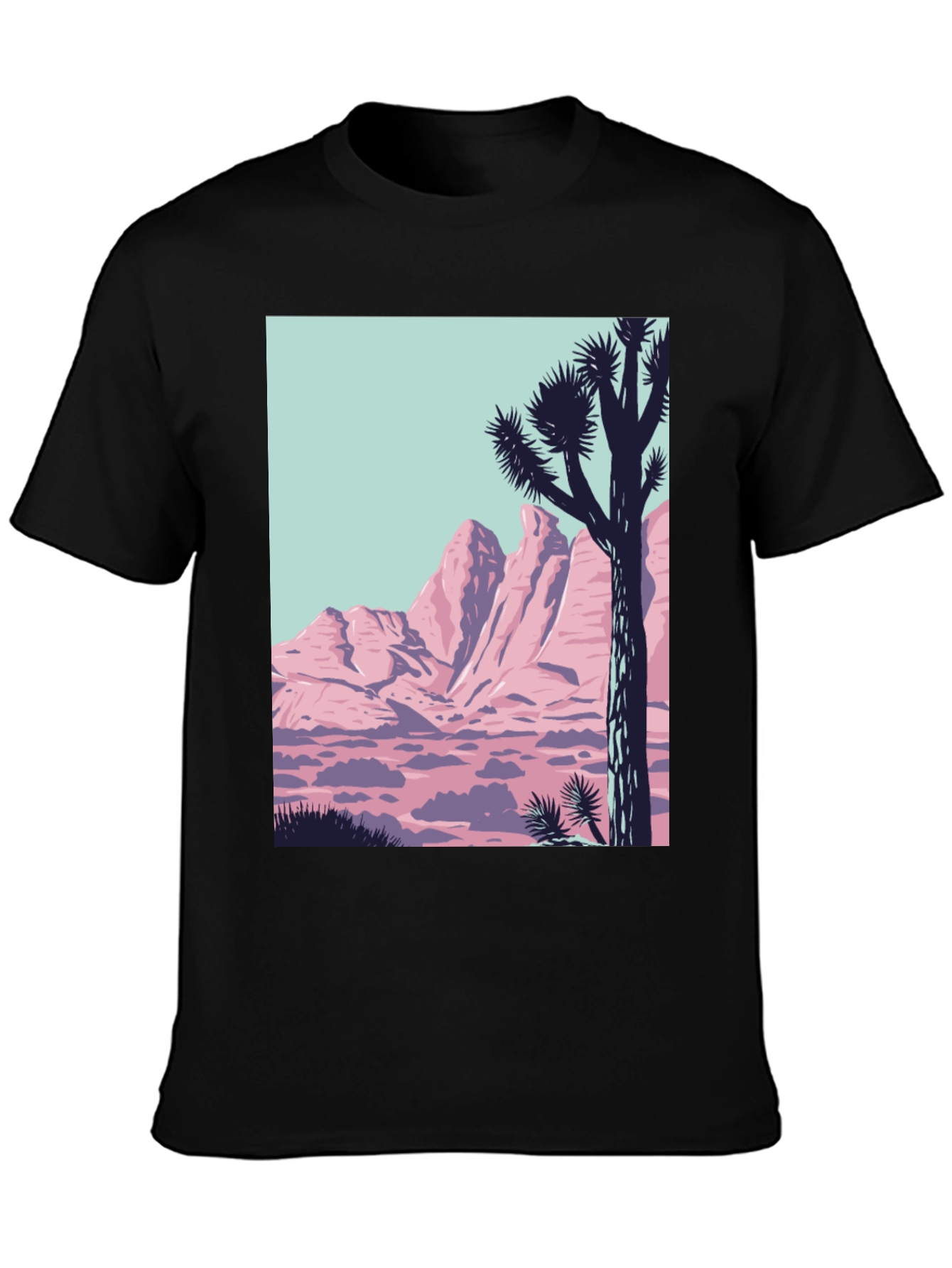 Retro Desert Graphic Tee - Black Crew Neck