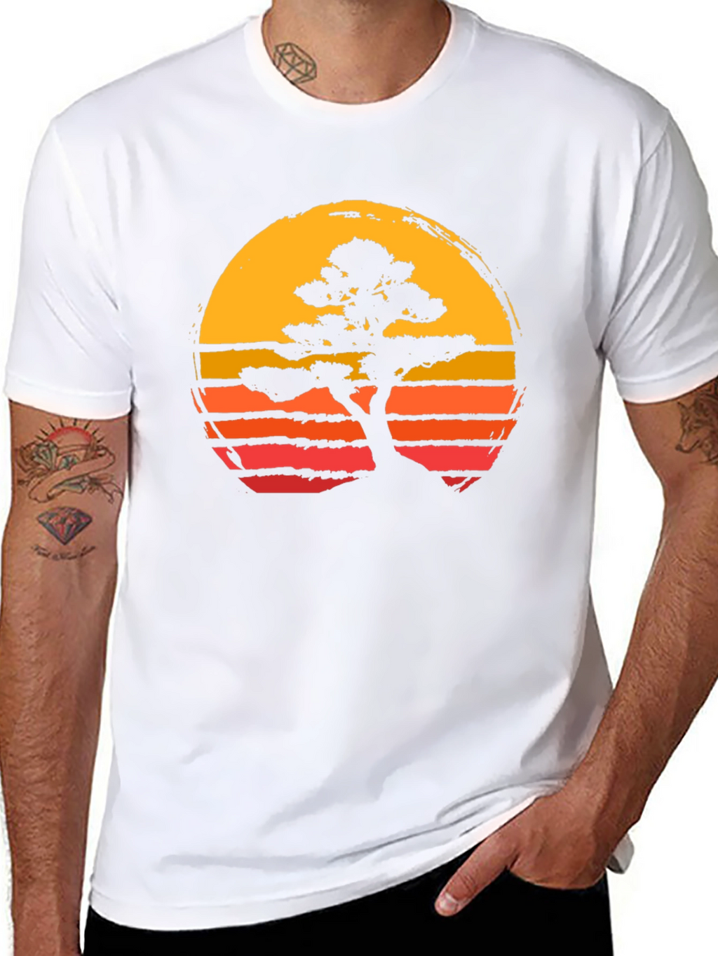 Karate Kid Bonsai Tree Sunset Graphic Tee