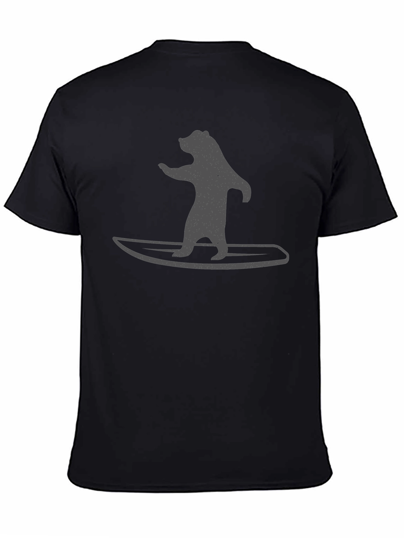 Bear on Surfboard Graphic Tee - Black