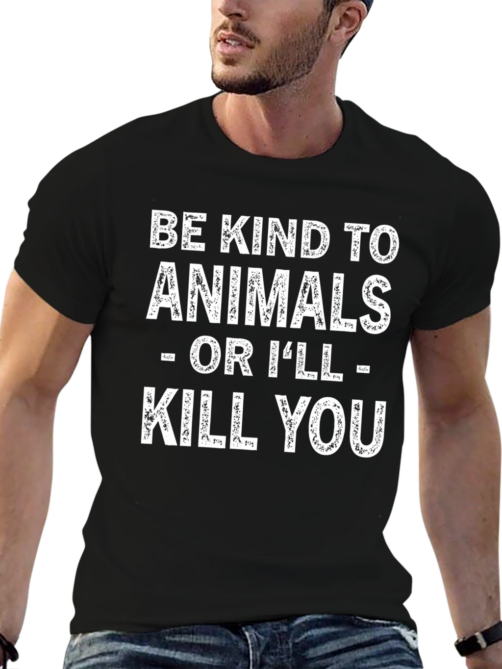 Be Kind to Animals - Funny T-Shirt