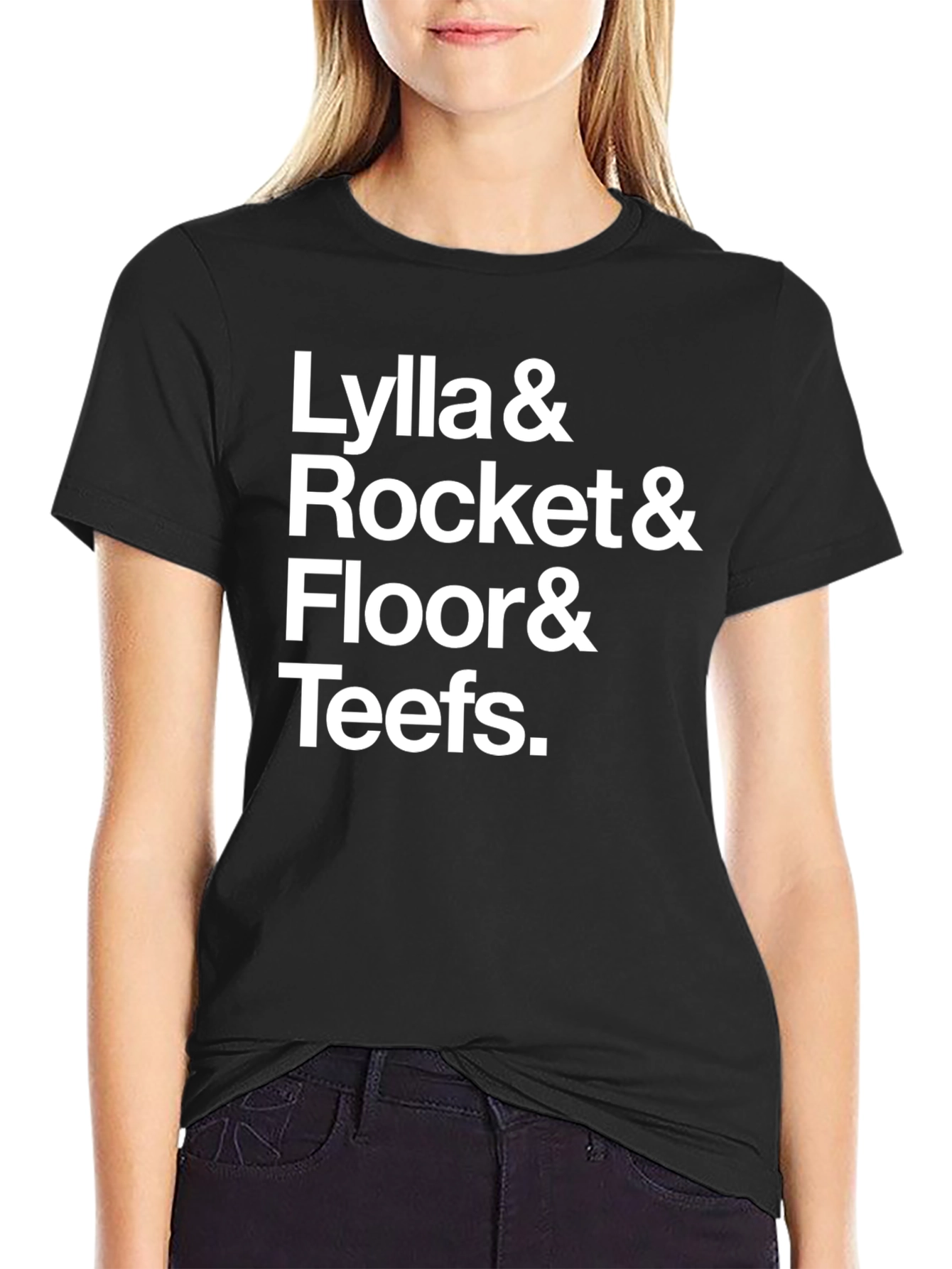 Llyla & Rocket & Floor & Teefs Black Graphic Tee