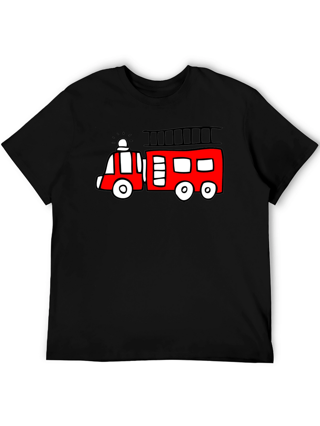 Fire Truck Graphic Tee - Novelty Black T-Shirt
