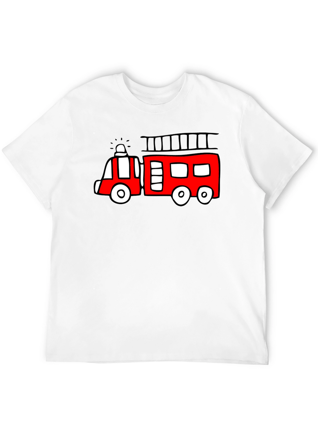 Fire Truck Graphic Tee - Novelty Black T-Shirt