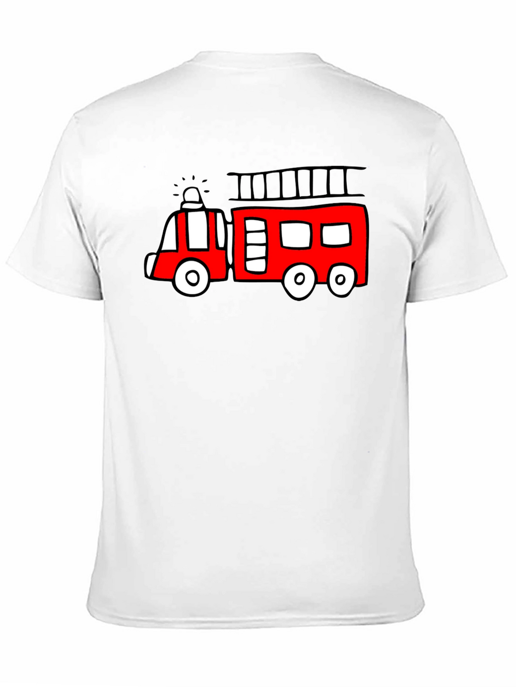 Fire Truck Graphic Tee - Novelty Black T-Shirt