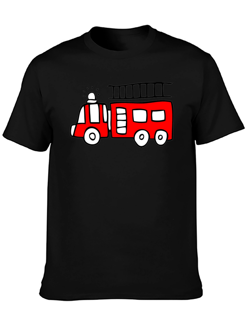 Fire Truck Graphic Tee - Novelty Black T-Shirt