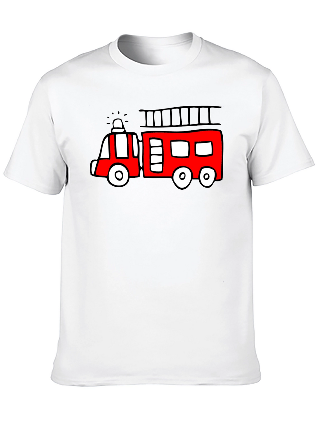 Fire Truck Graphic Tee - Novelty Black T-Shirt