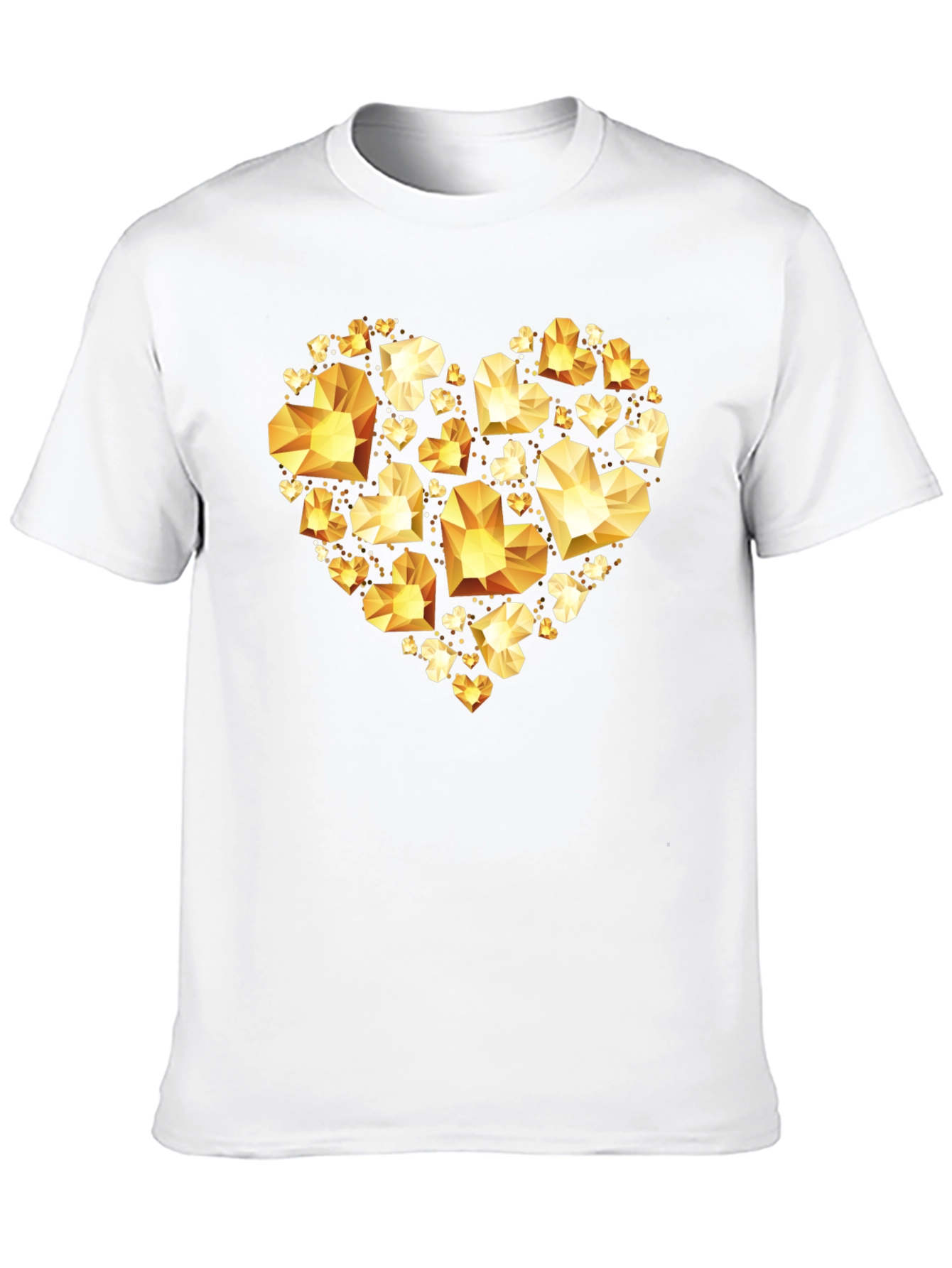 Geometric Gold Heart Graphic Tee - Black Cotton