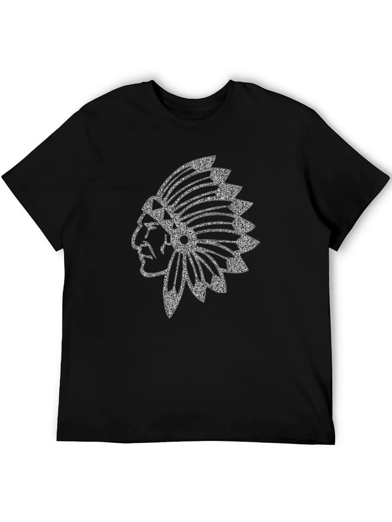 Black T-Shirt with Native American Headdress Graphic
